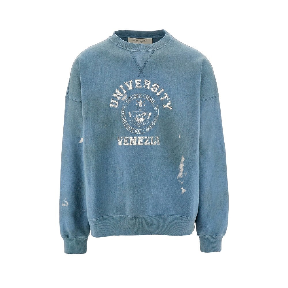 DISTRESSED SWEATSHIRT WITH COLLEGE PRINT - 1