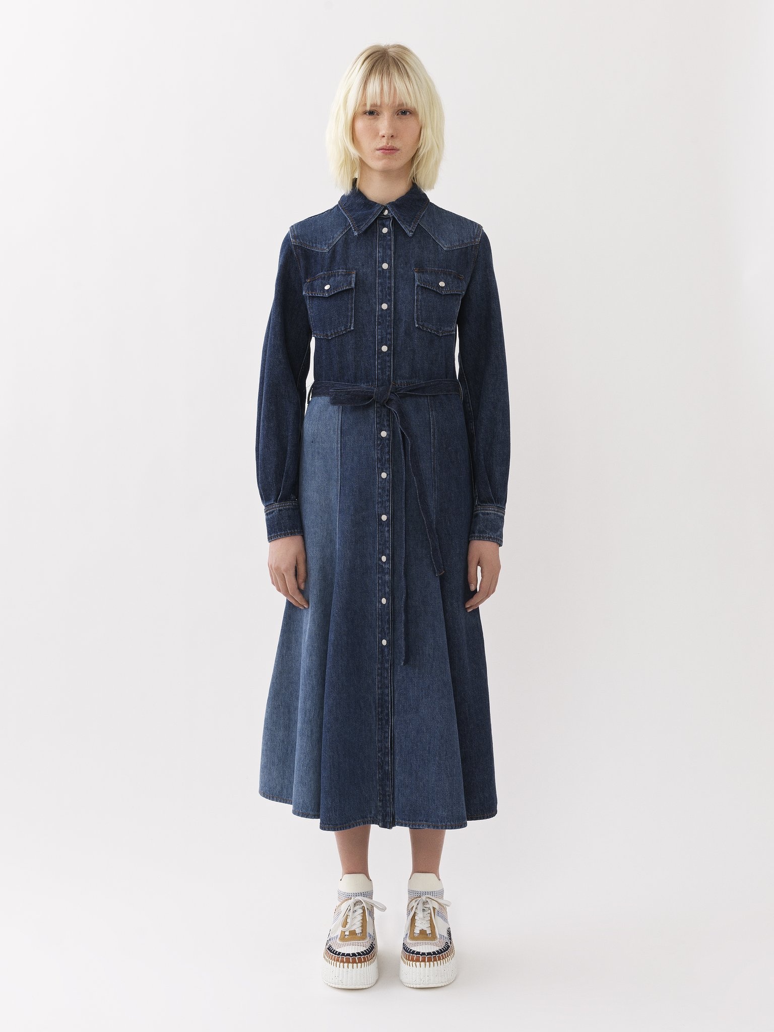 BELTED MIDI SHIRT DRESS - 3
