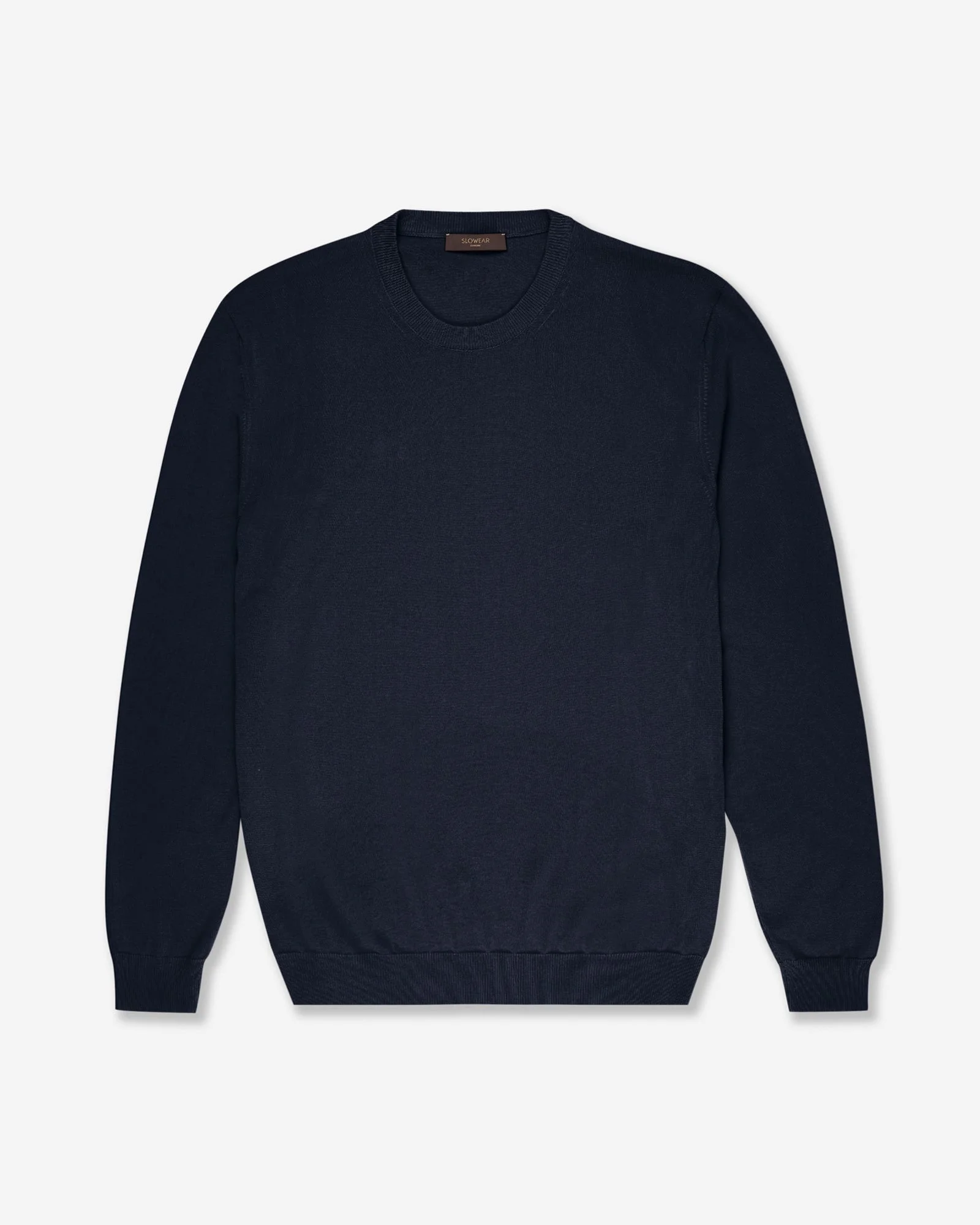 Slim fit cotton crepe crew-neck jumper - 1