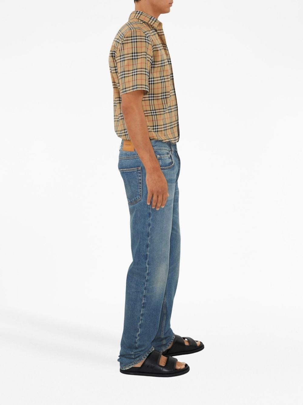 nova-check pattern cotton shirt - 3