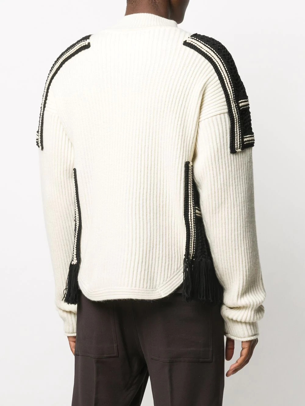 panelled ribbed-knit jumper - 4