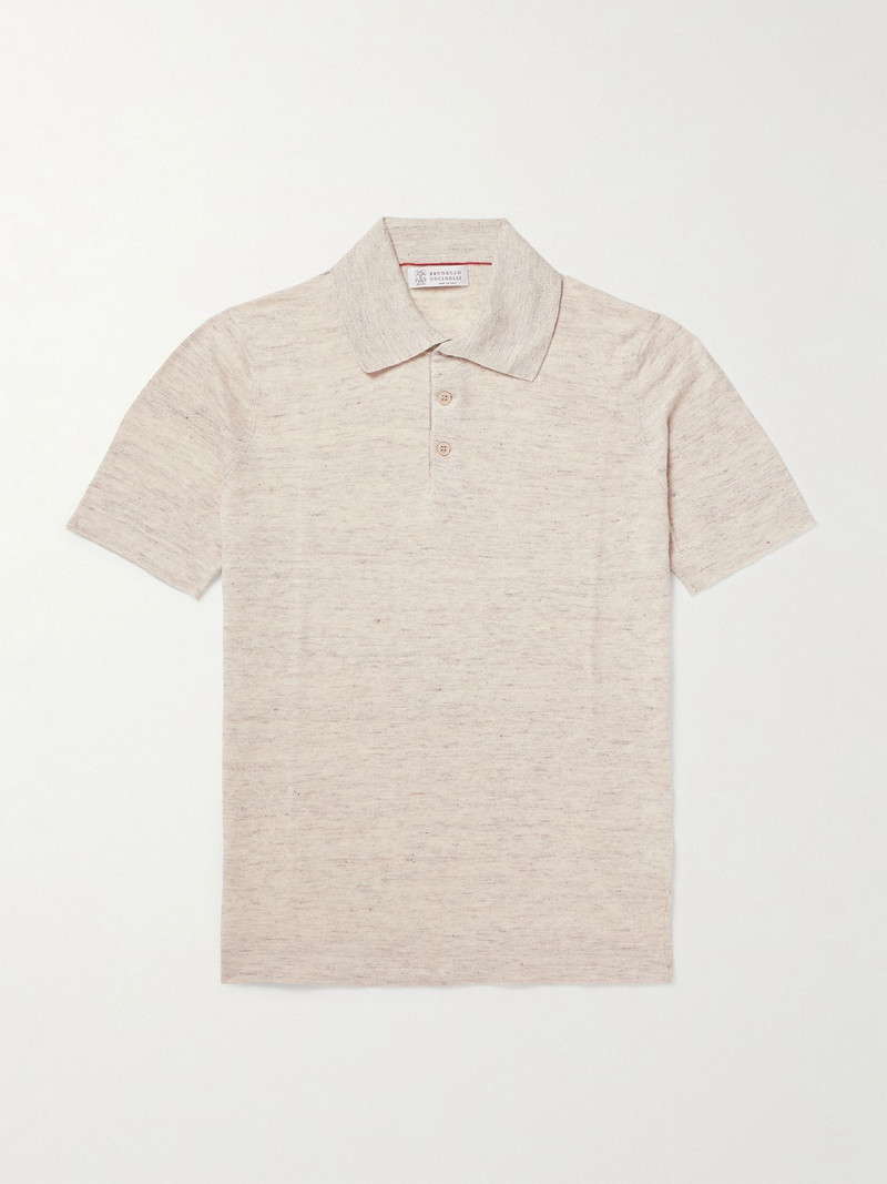 Mélange Linen and Cotton-Blend Polo Shirt Neutral 1