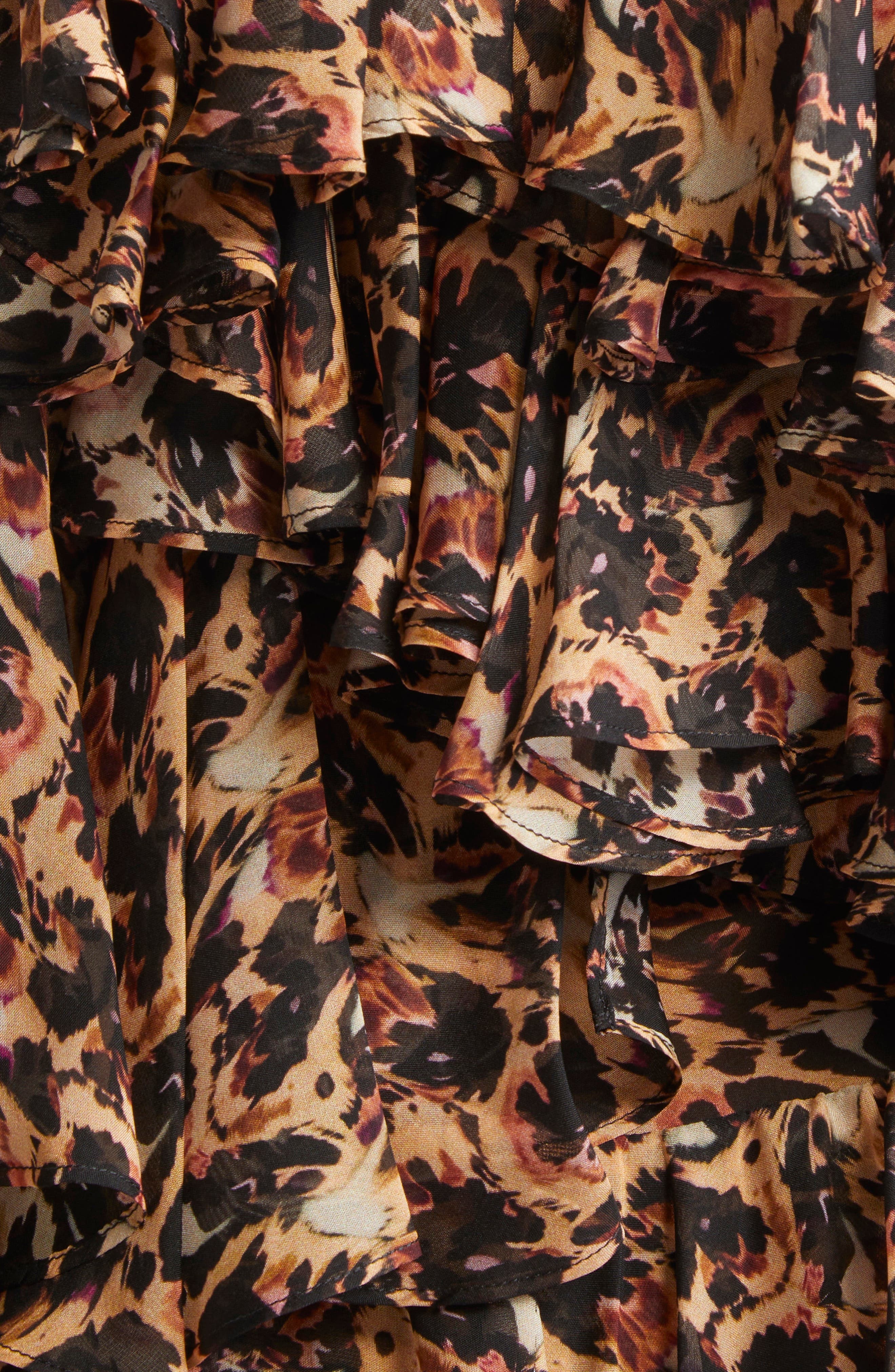 Collina Strada Leopard Print Ruffle Silk Minidress in Leopard Peony at Nordstrom - 6