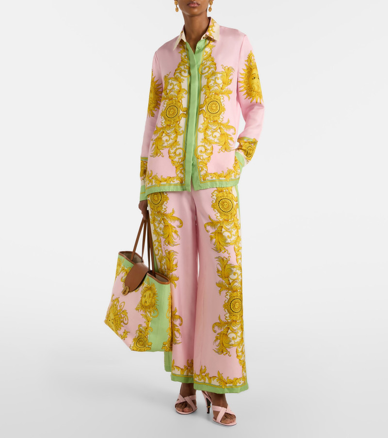 VERSACE Printed silk twill wide-leg pants outlook