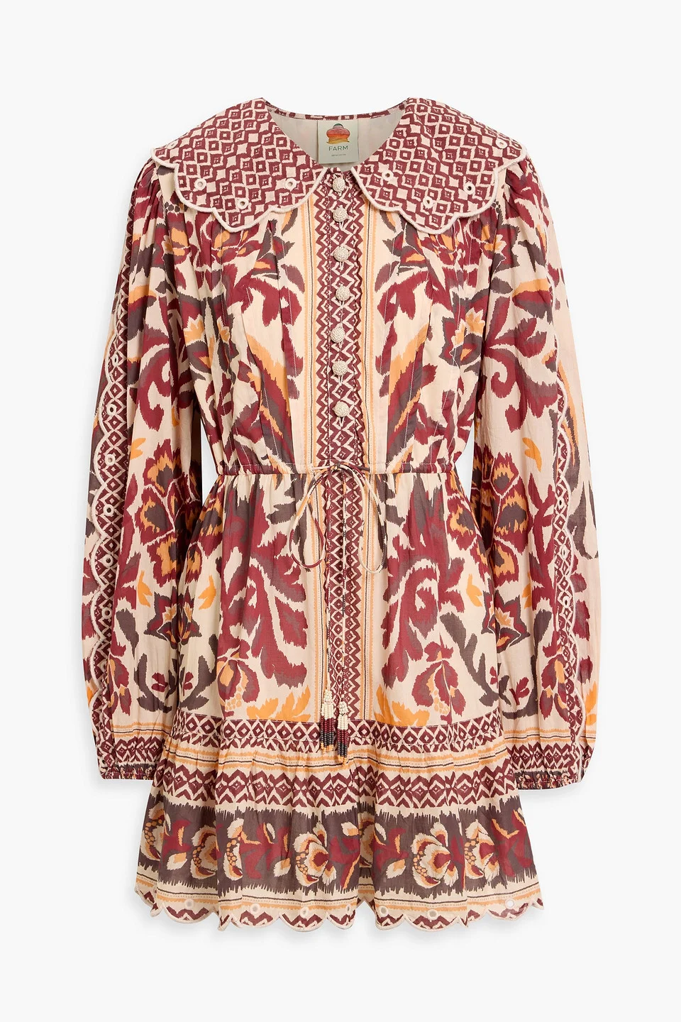 Printed cotton-voile mini dress - 1