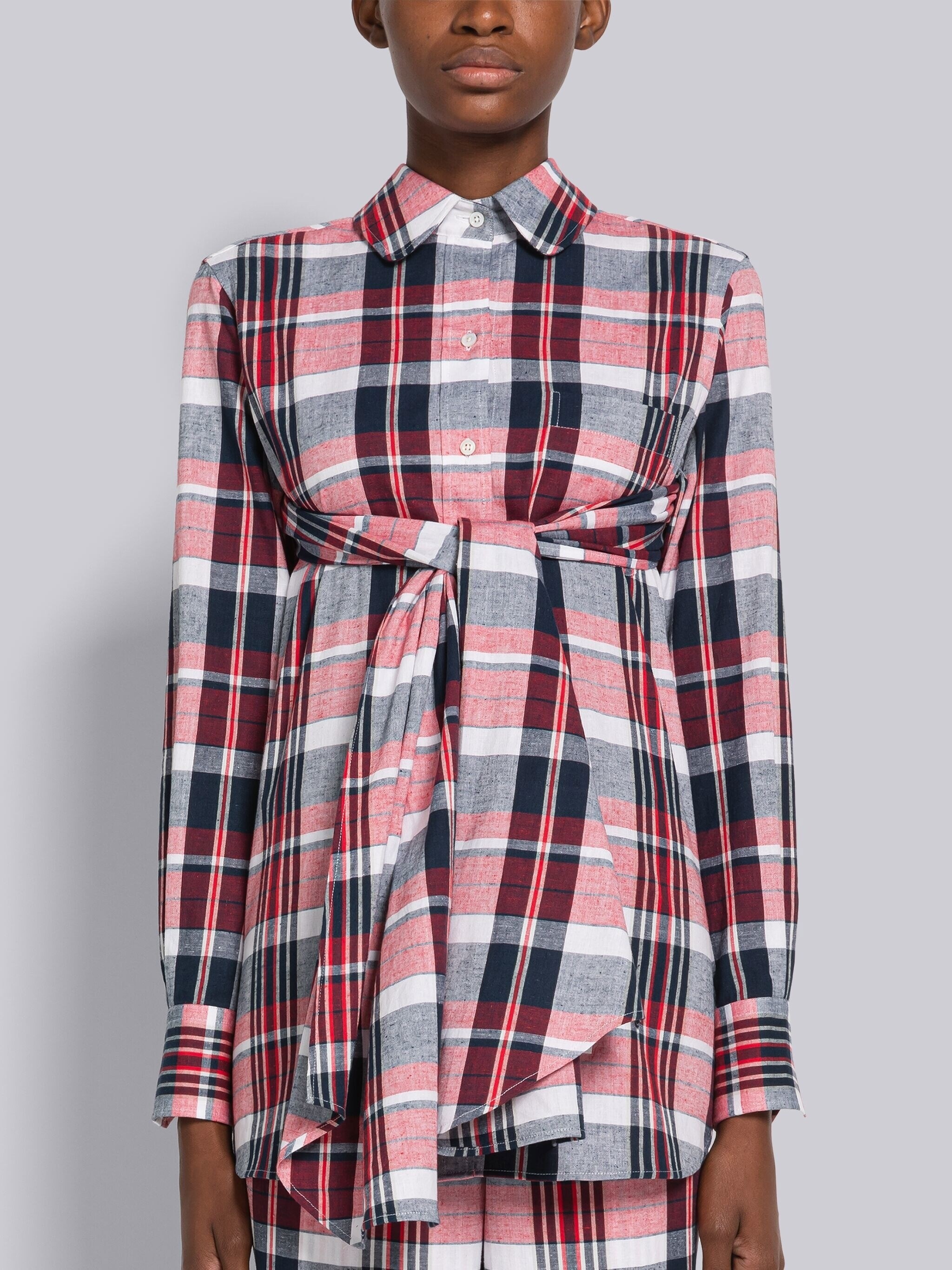 Madras Cotton Open Back Twisted Shirt - 1