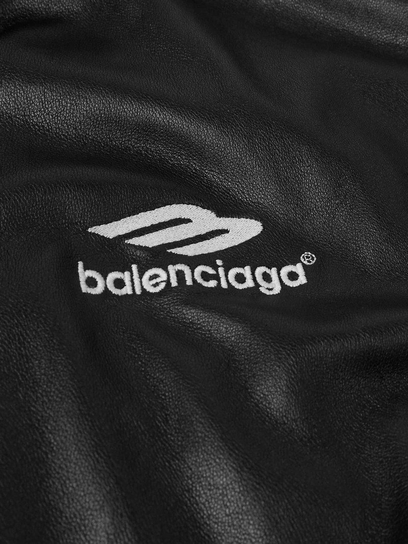 Logo-Embroidered Leather Track Jacket 3