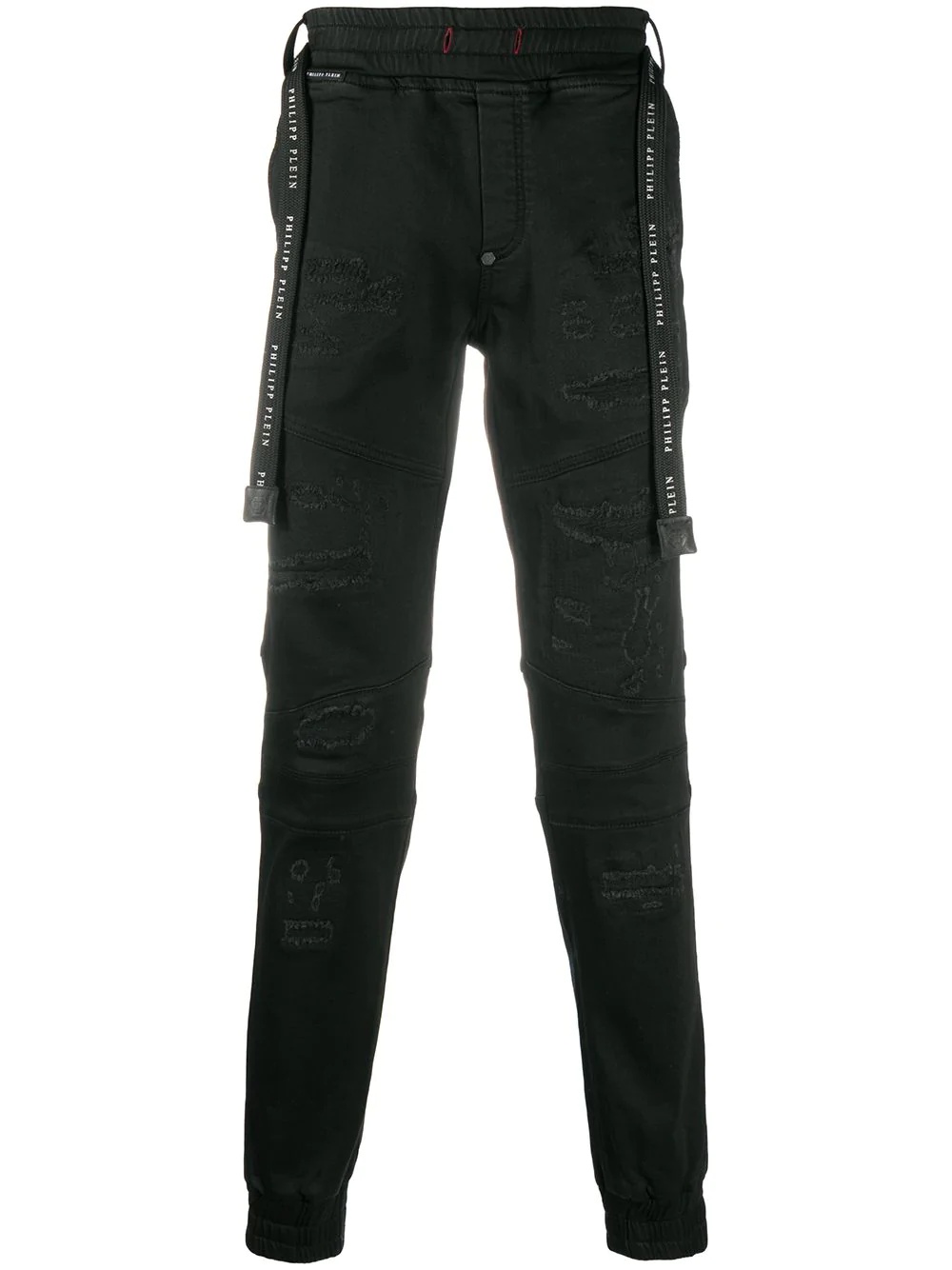 embroidered skull jogging jeans - 1