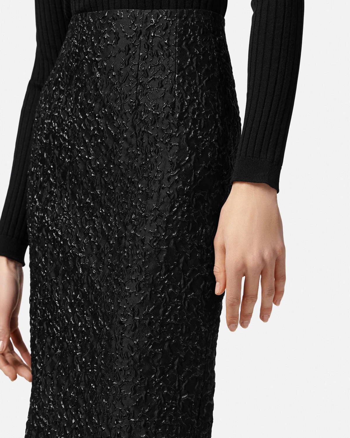 Lurex Cloquet Pencil Midi Skirt - 5