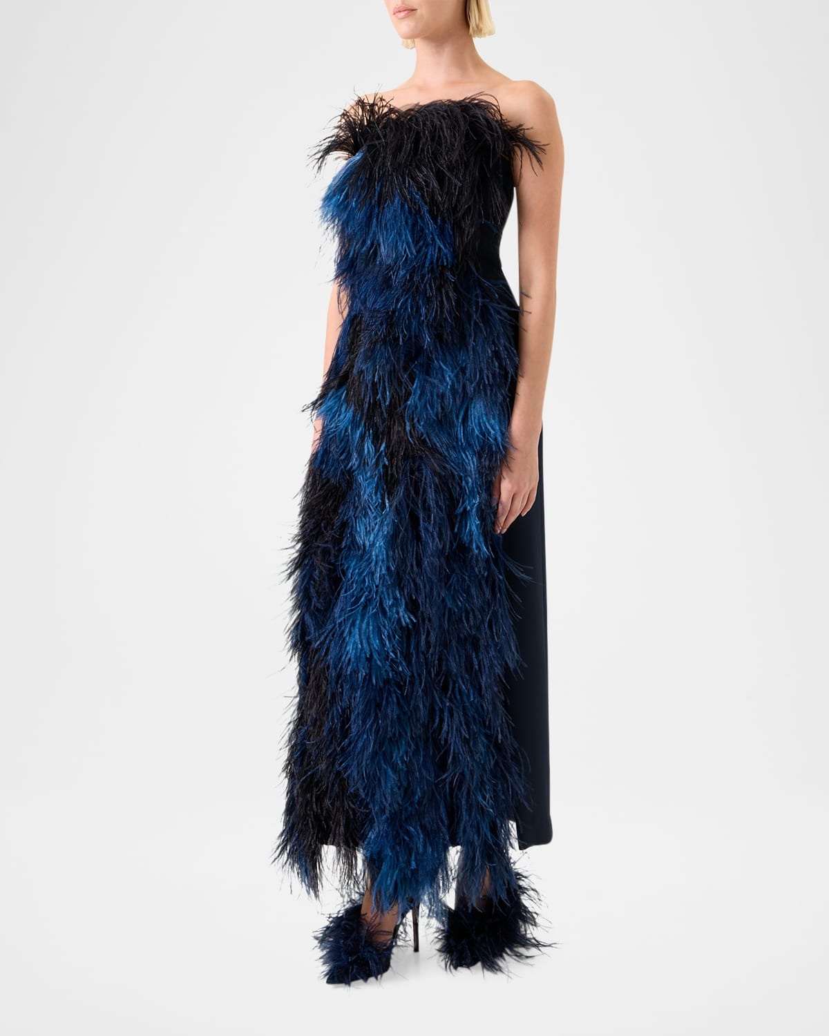 Strapless Ostrich Feather Gown - 4