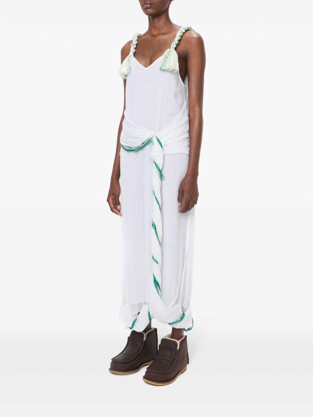 tassel-strap twisted dress - 3