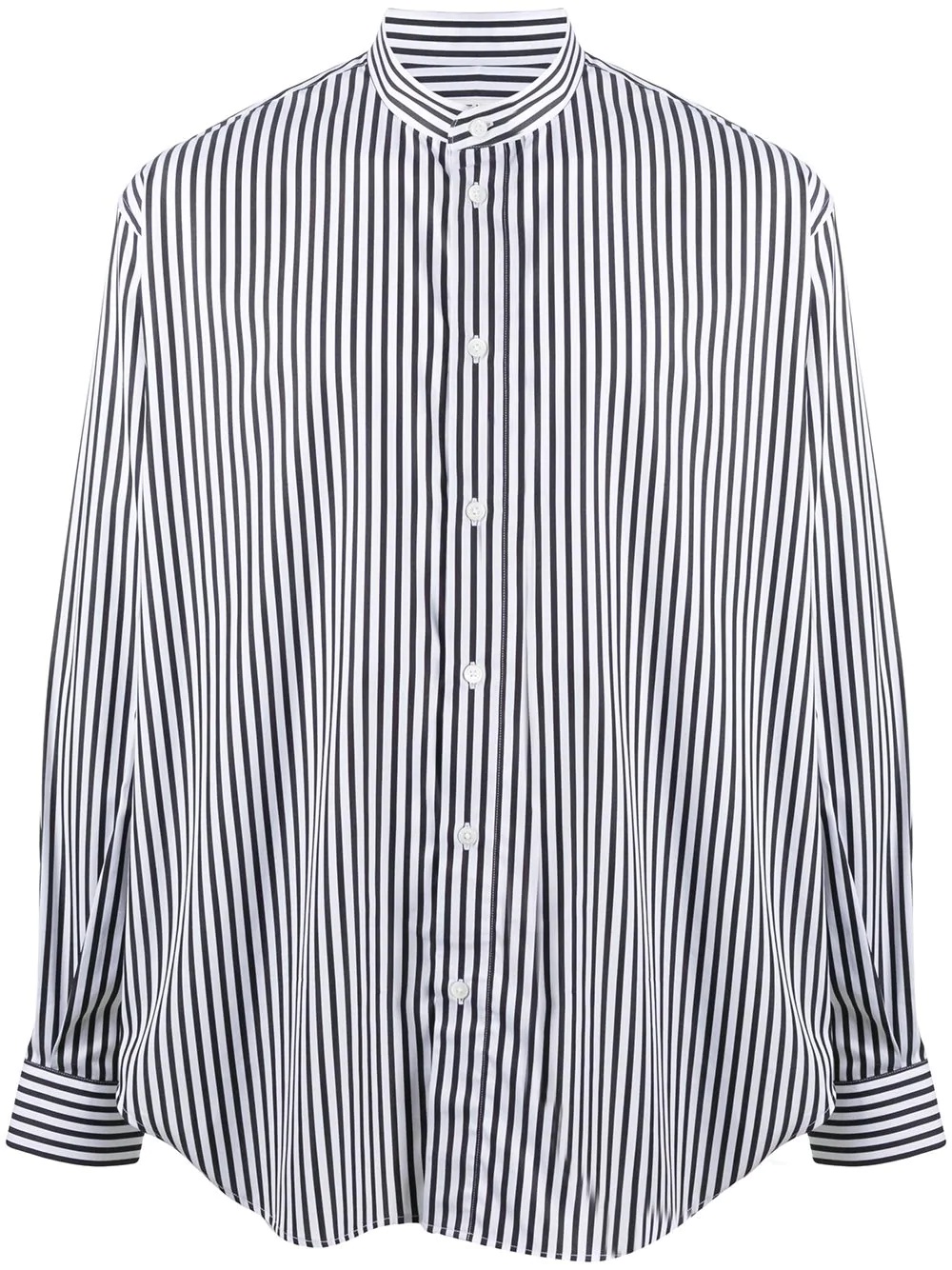 mandarin collar striped shirt - 1