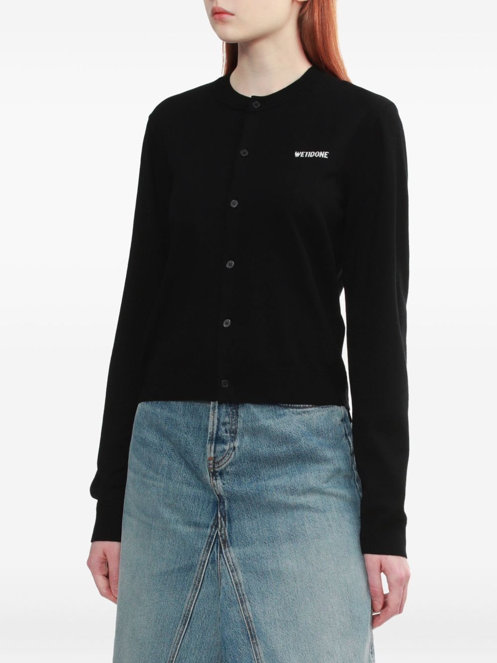 logo-embroidered cardigan - 3