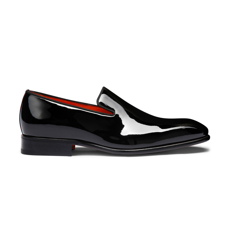 Men's black patent leather loafer 1