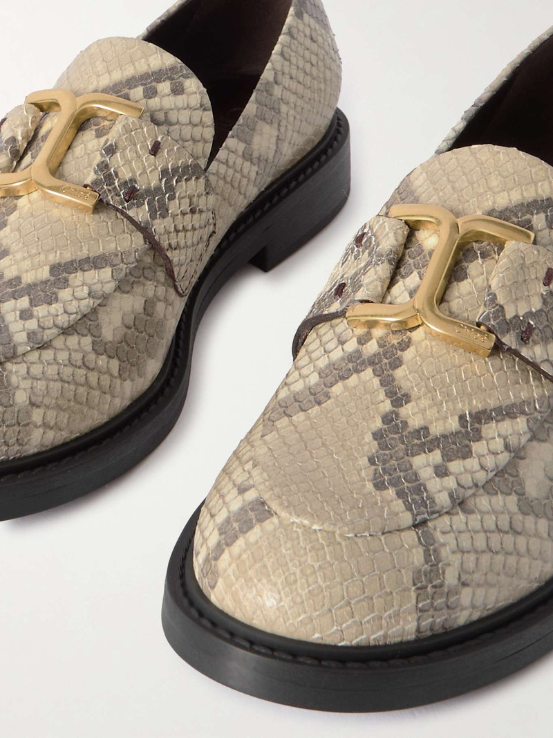 Marcie buckled snake-effect leather loafers 4