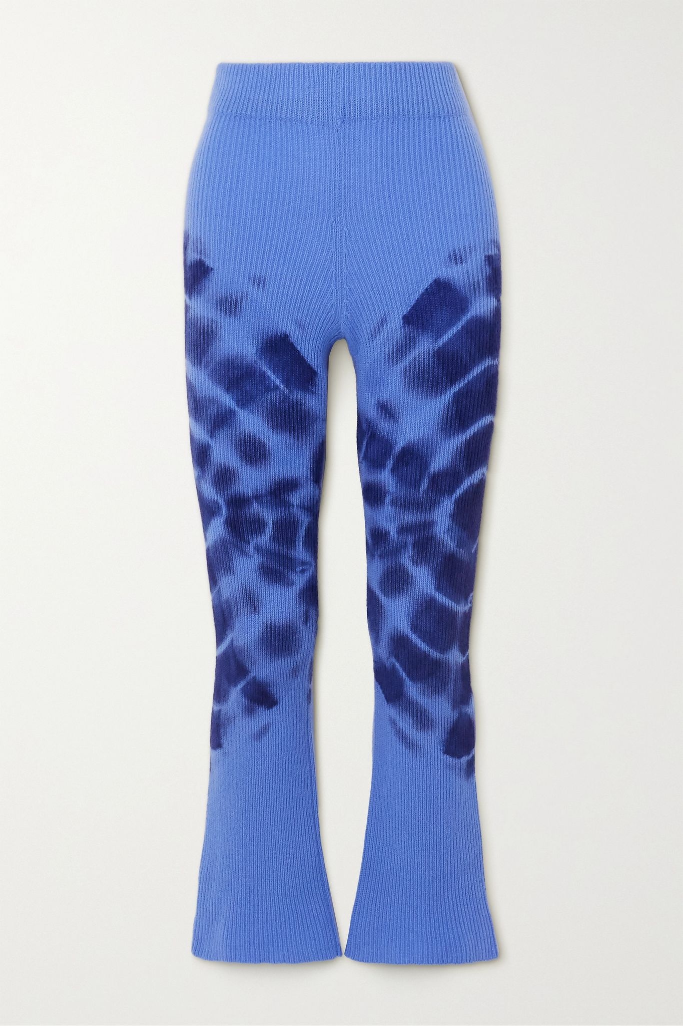 Tie-dyed ribbed cashmere flared pants - 1