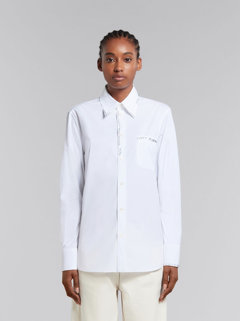 Marni WHITE ORGANIC POPLIN SHIRT WITH MARNI MENDING | REVERSIBLE
