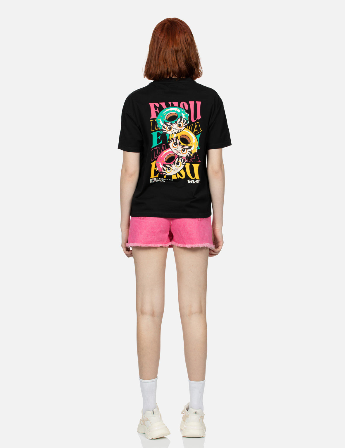 LOGO EMBROIDERY AND DONUT DARUMA PRINT FASHION FIT T-SHIRT - 5