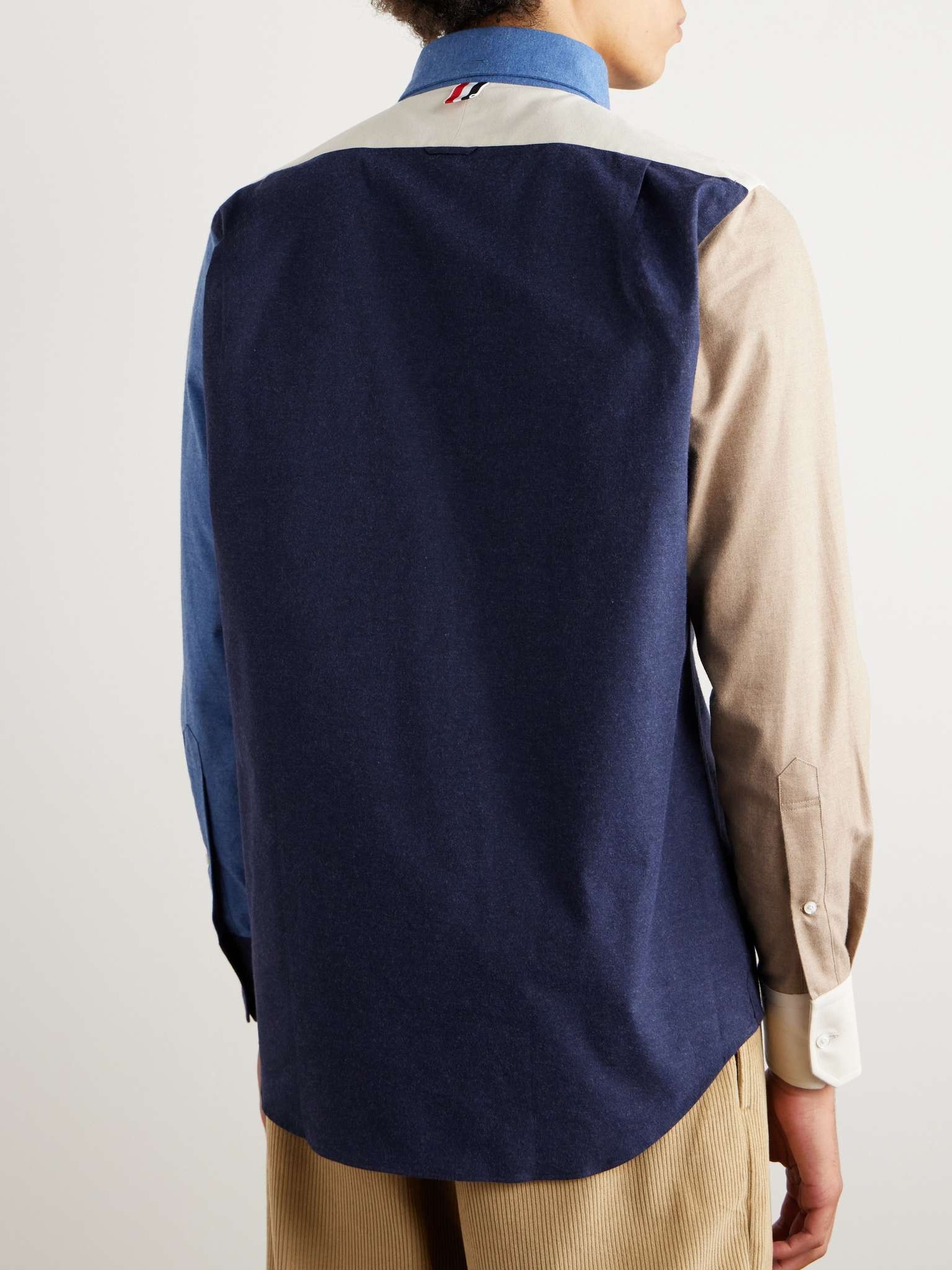 Button-Down Collar Colour-Block Cotton-Flannel Shirt - 4