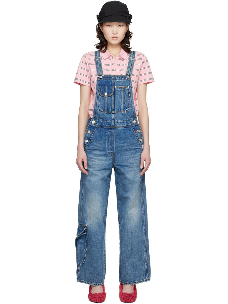 Blue Cargo Pocket Denim Overalls 1
