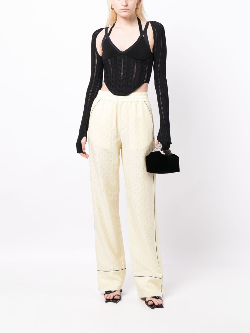 logo-jacquard elasticated trousers - 2
