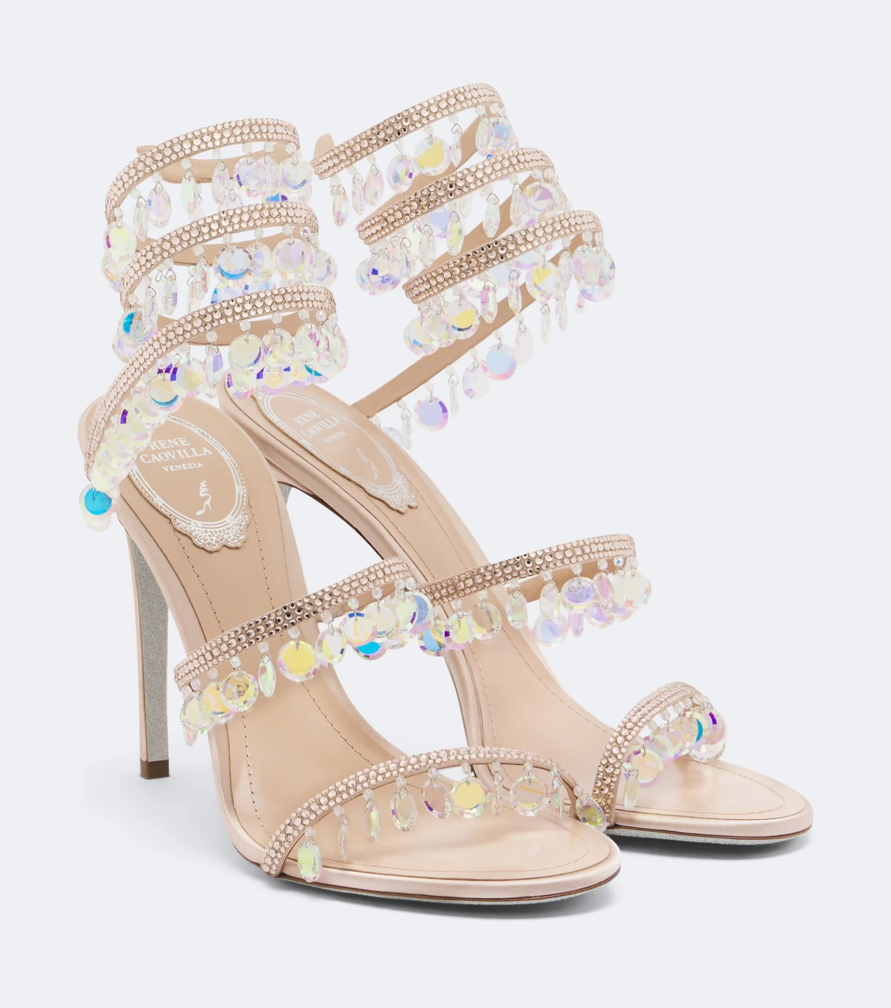 Chandelier embellished satin sandals - 1
