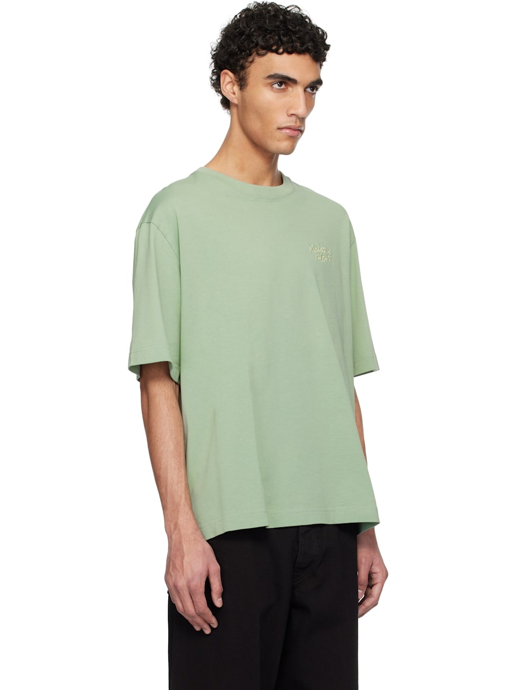 Green '' Handwriting Embroidery Oversize T-shirt - 2