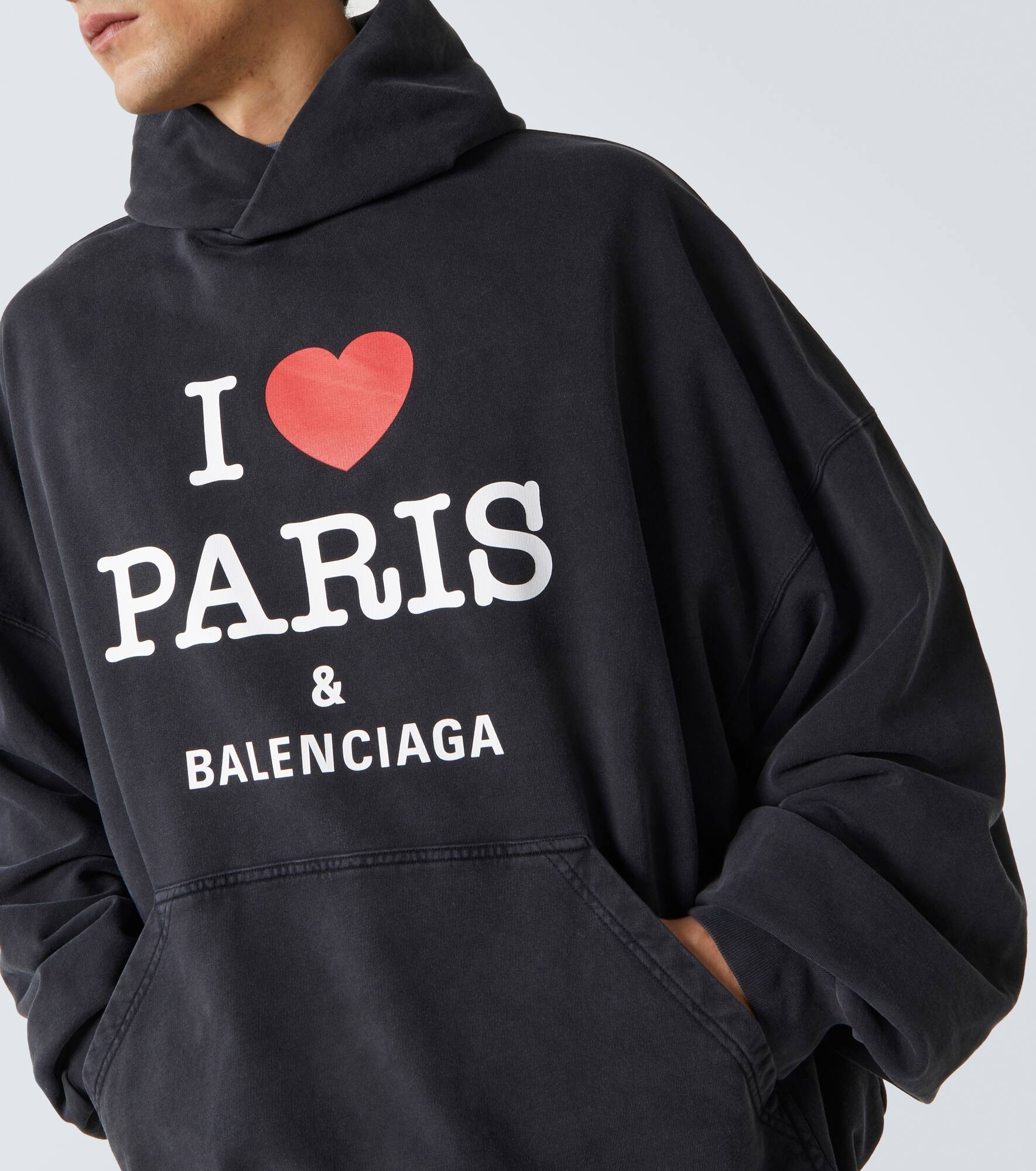 I Love Paris faded cotton hoodie - 5