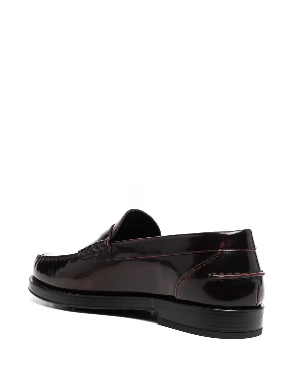 exposed stitch leather loafers - 3