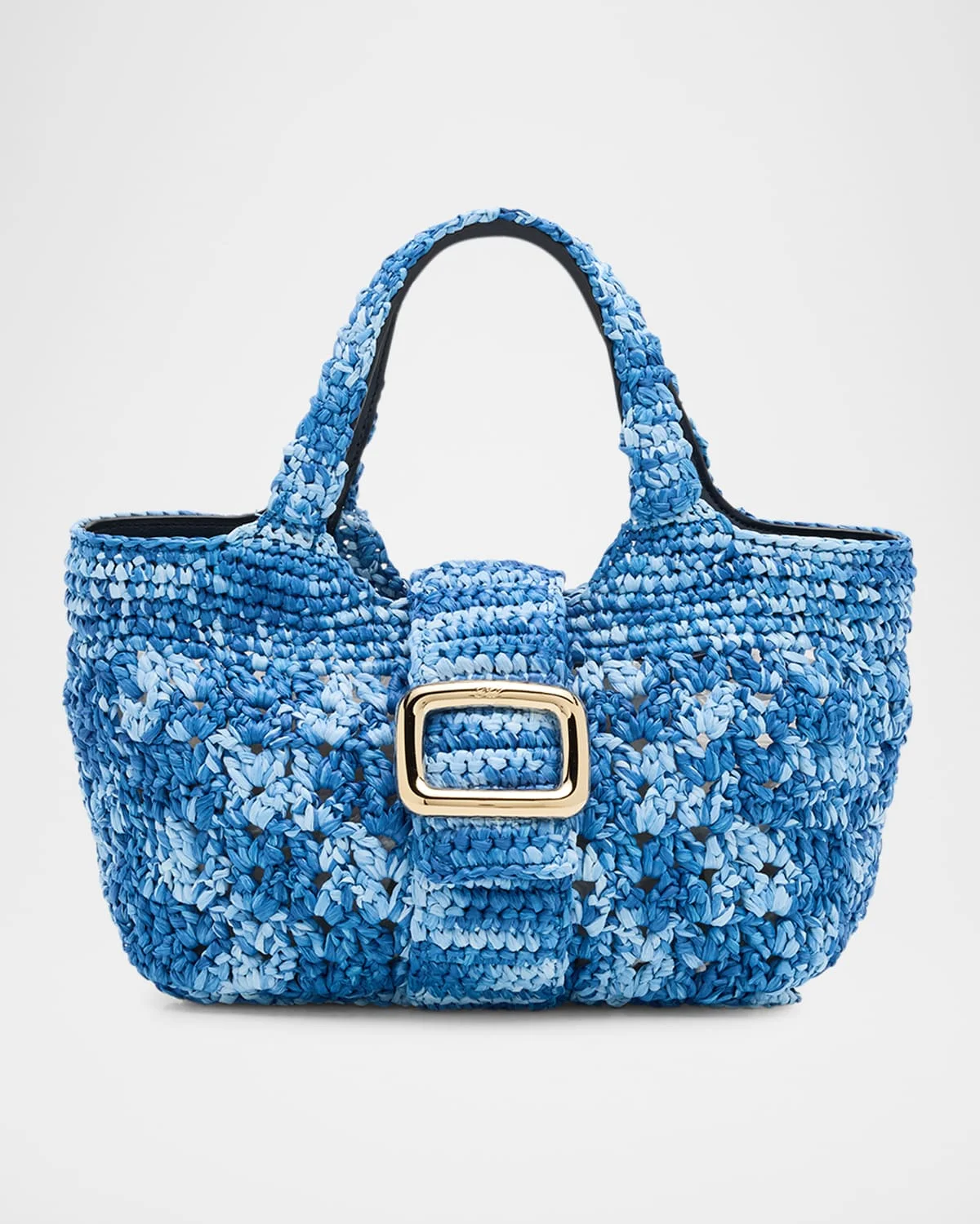 Grand Viv Choc Crochet Raffia Top-Handle Bag - 1