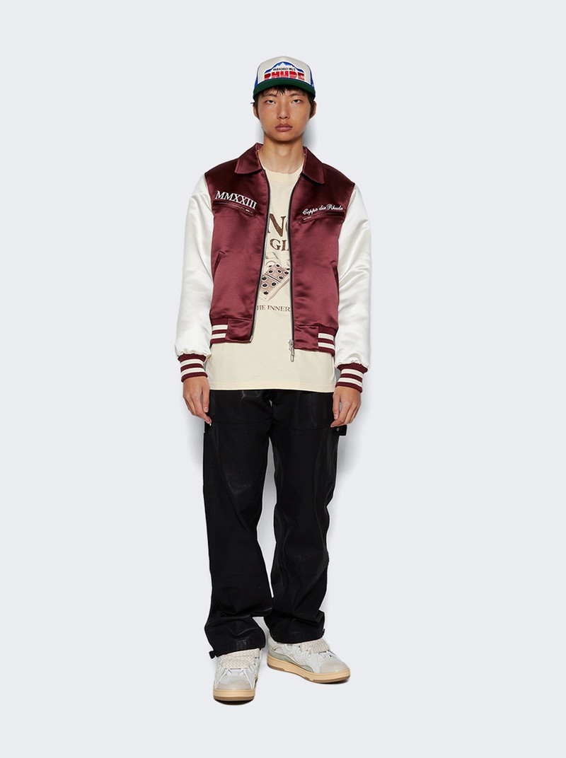 Rhude Satin Varsity Jacket Maroon outlook