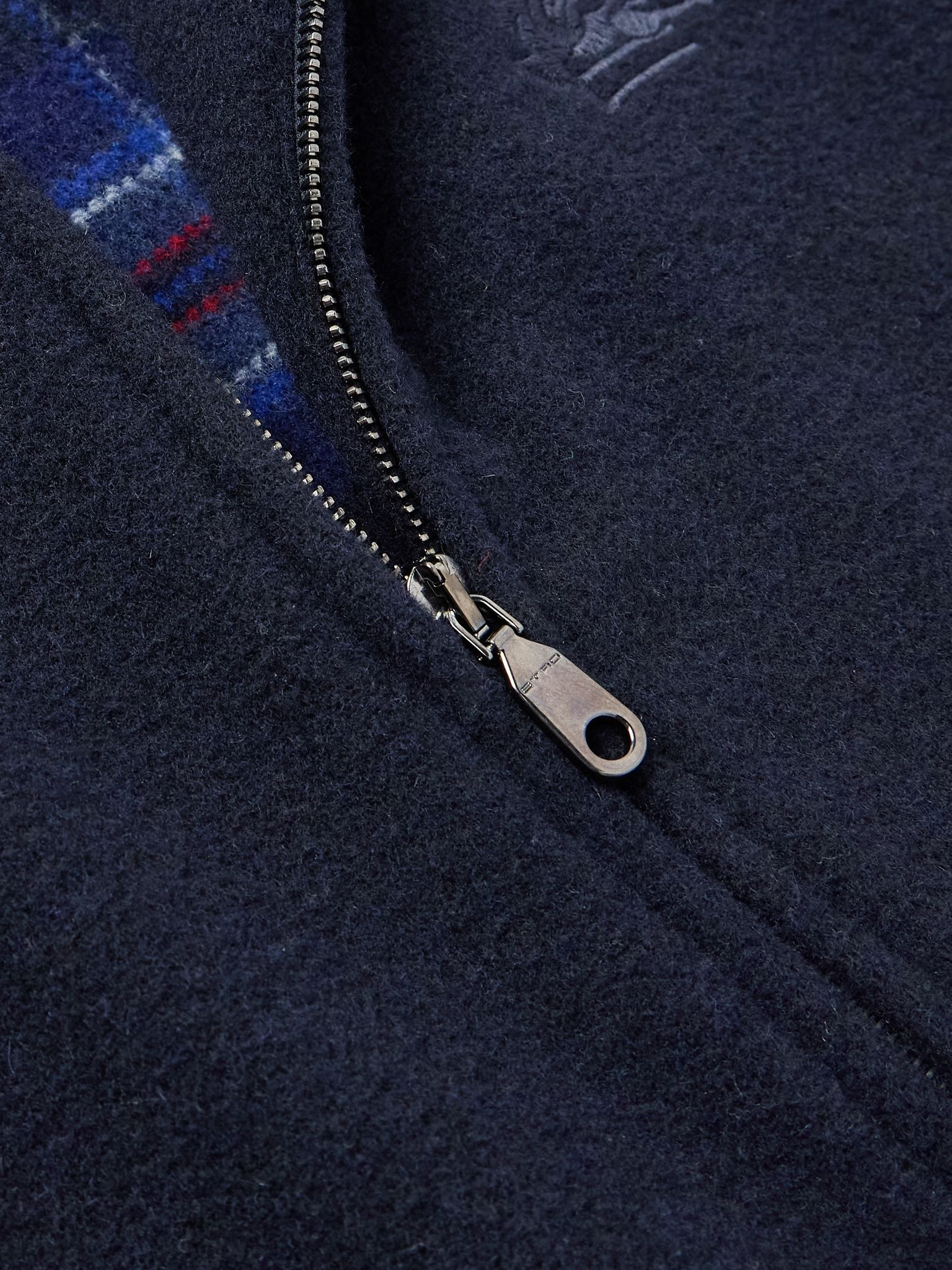 Logo-Embroidered Wool-Blend Bomber Jacket Blue - 4