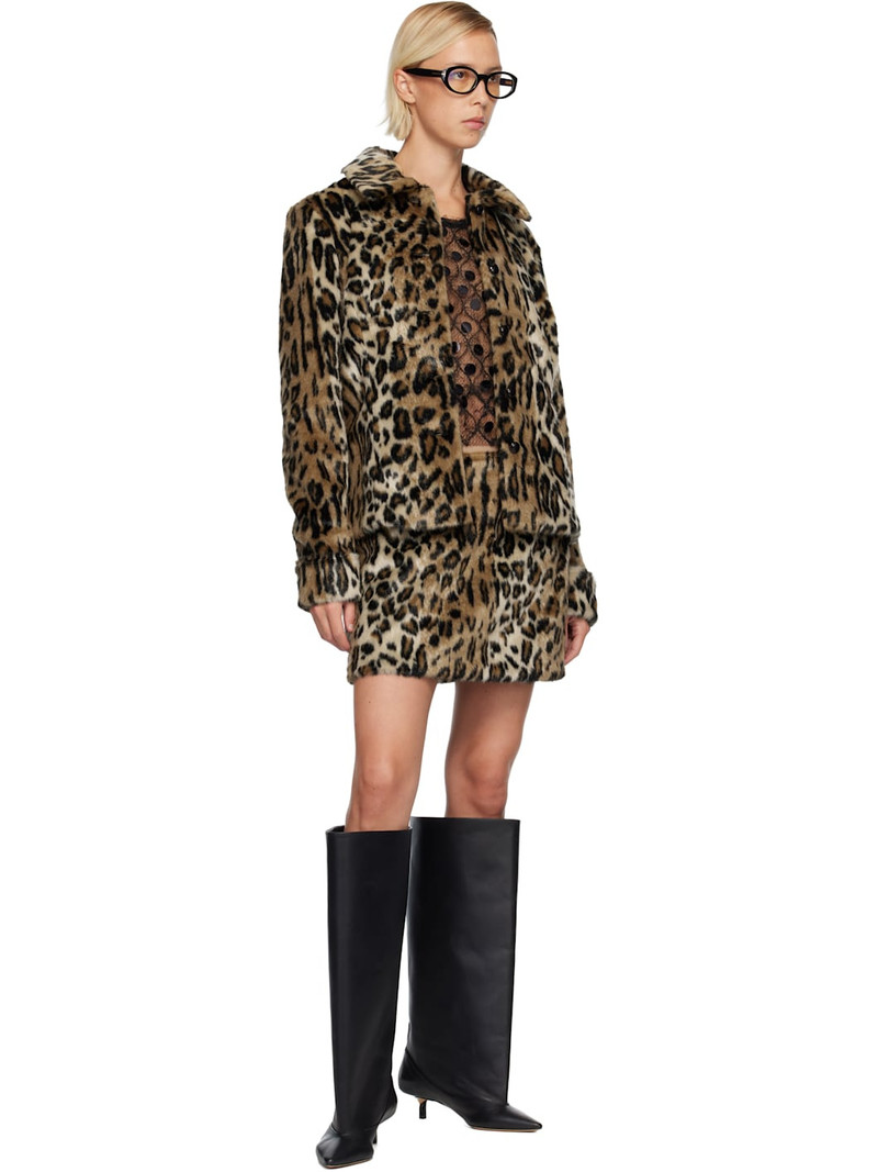 ANNA SUI Beige & Black Leopard Faux-Fur Jacket outlook