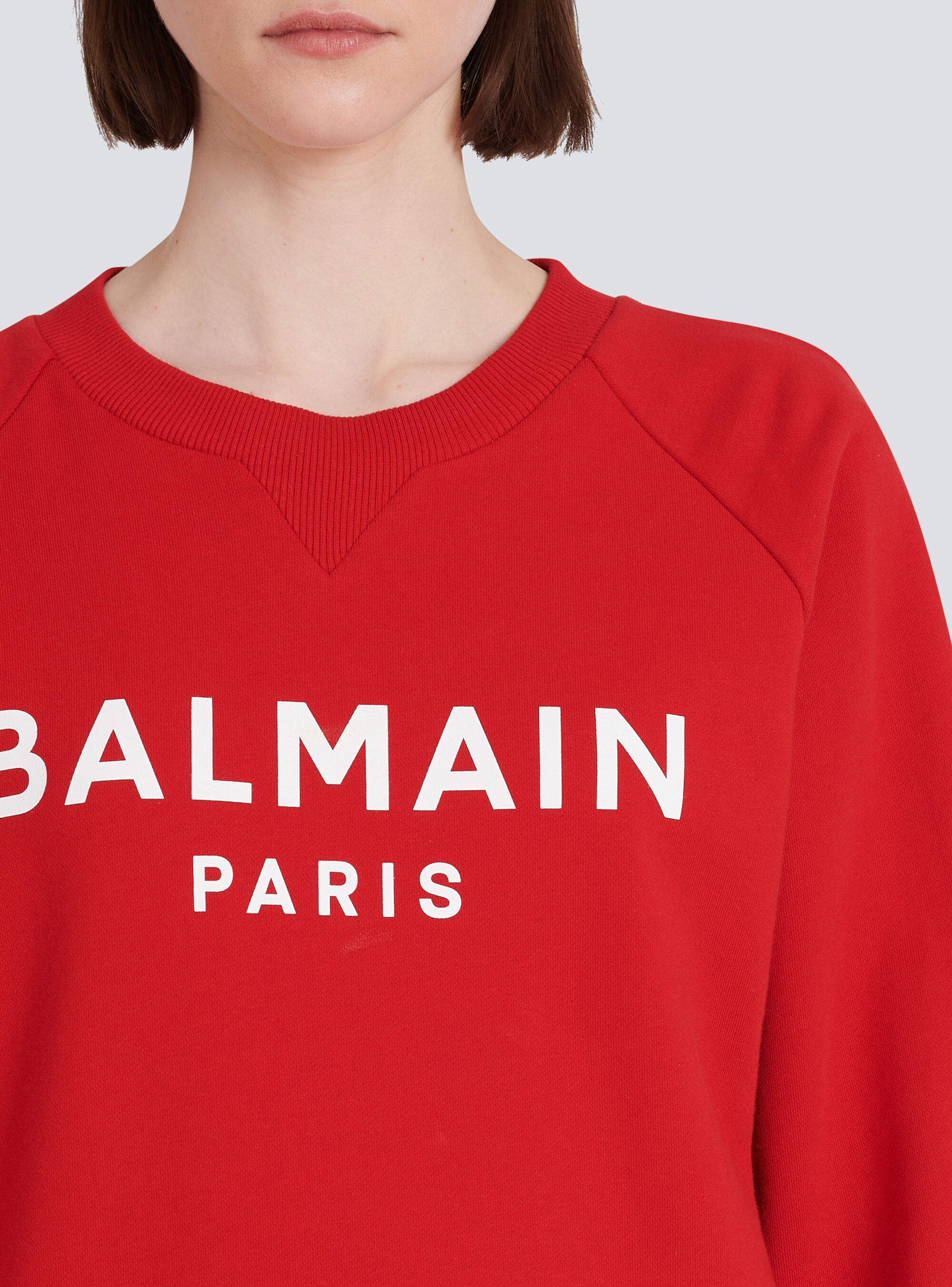 Eco-designed cotton sweatshirt with Balmain logo print - 7