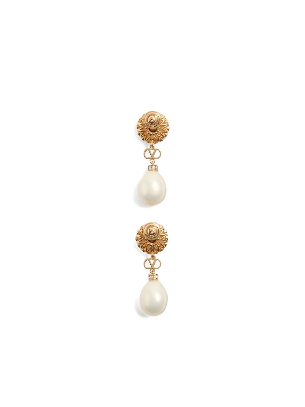 VLOGO SIGNATURE EARRINGS IN METAL, ENAMEL, PEARLS AND CRYSTALS - 3