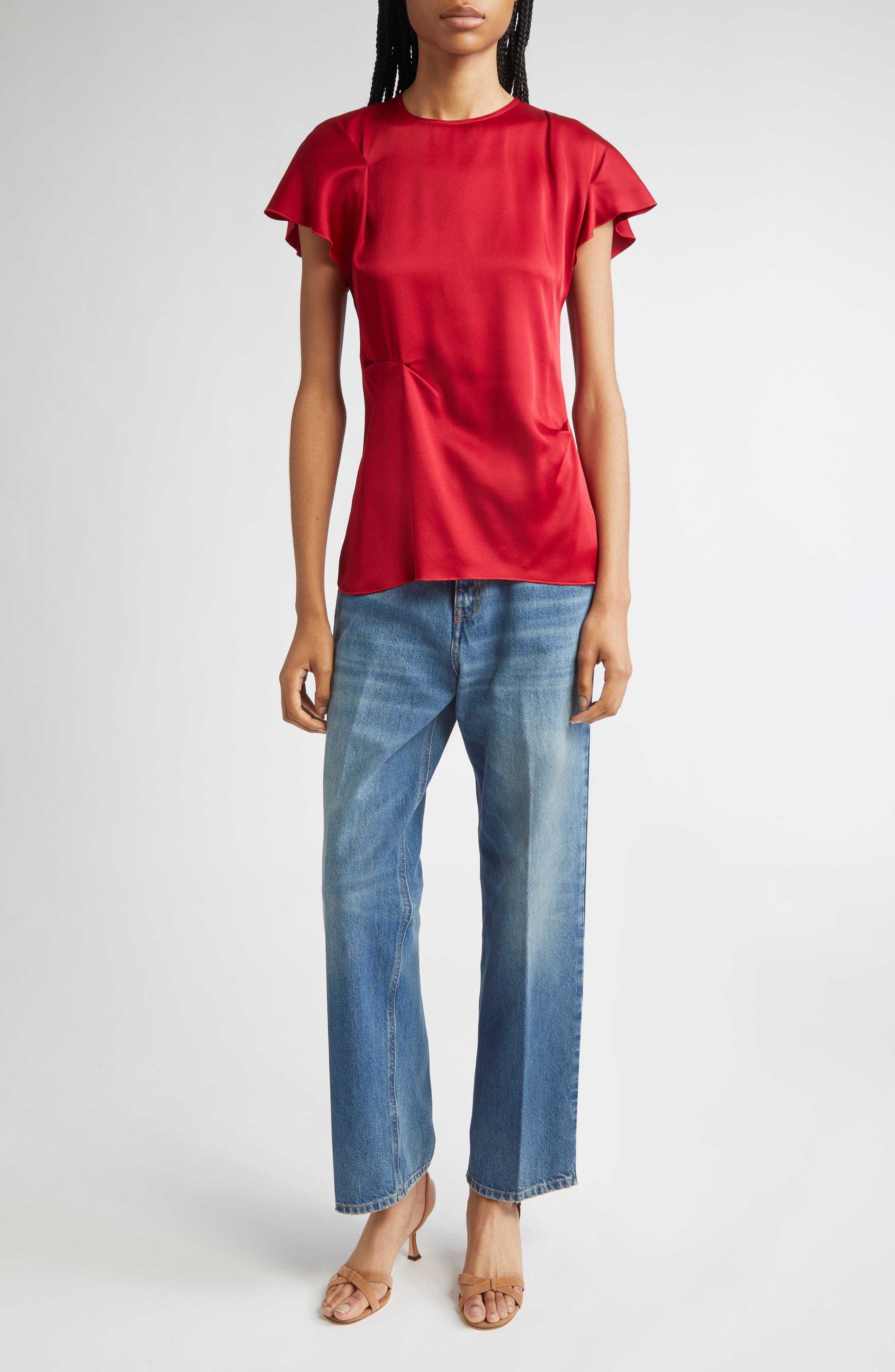 Victoria Beckham Draped Satin Top in Rose at Nordstrom - 2