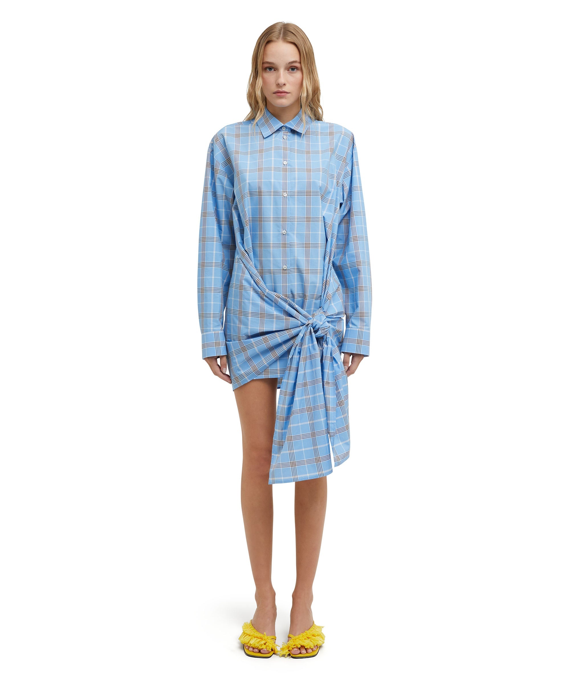 Poplin check dress with knot - 2