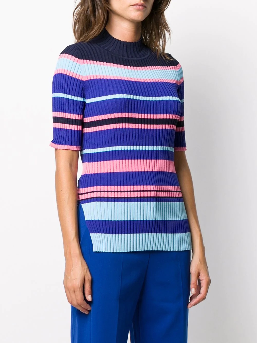 striped mock-neck ribbed top - 3