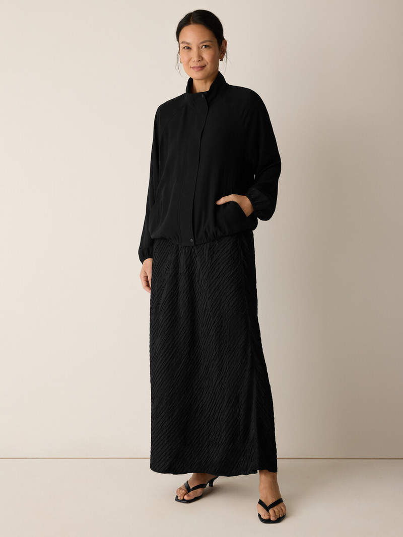 EILEEN FISHER Textured Silk Jacquard Bias Skirt outlook