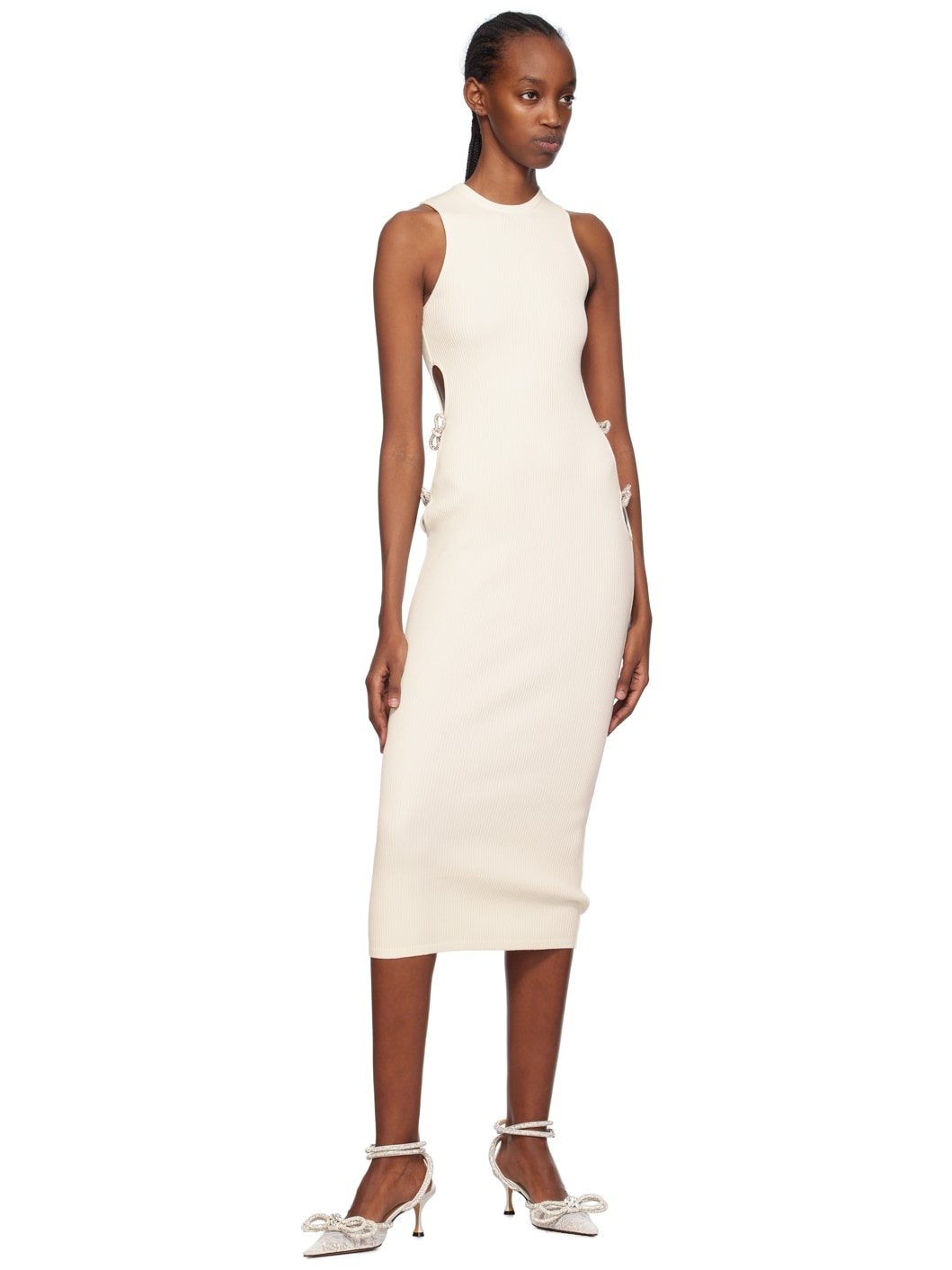 White Crystal-Cut Midi Dress - 4