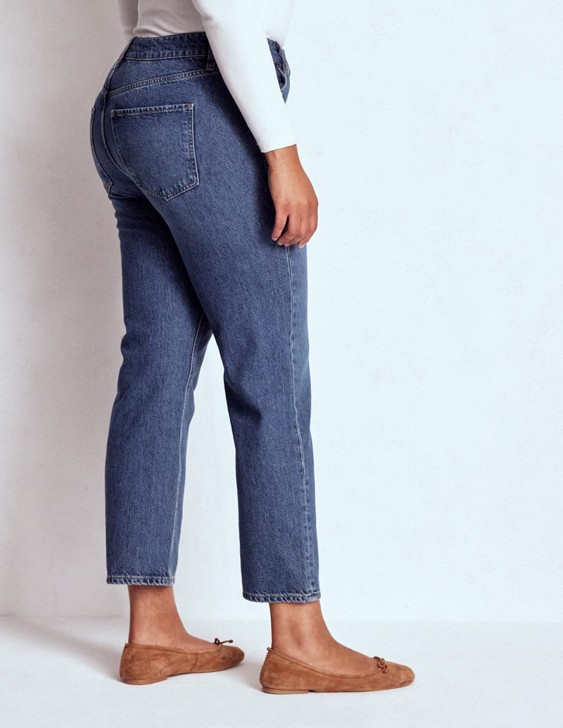 High Rise Straight Leg Jeans-Mid Vintage 12