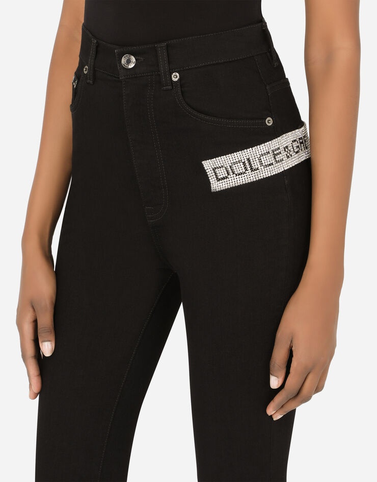 Stretch denim jeans with crystal mesh Dolce&Gabbana embellishment - 4