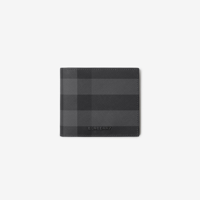 Check and Leather Bifold Wallet 1