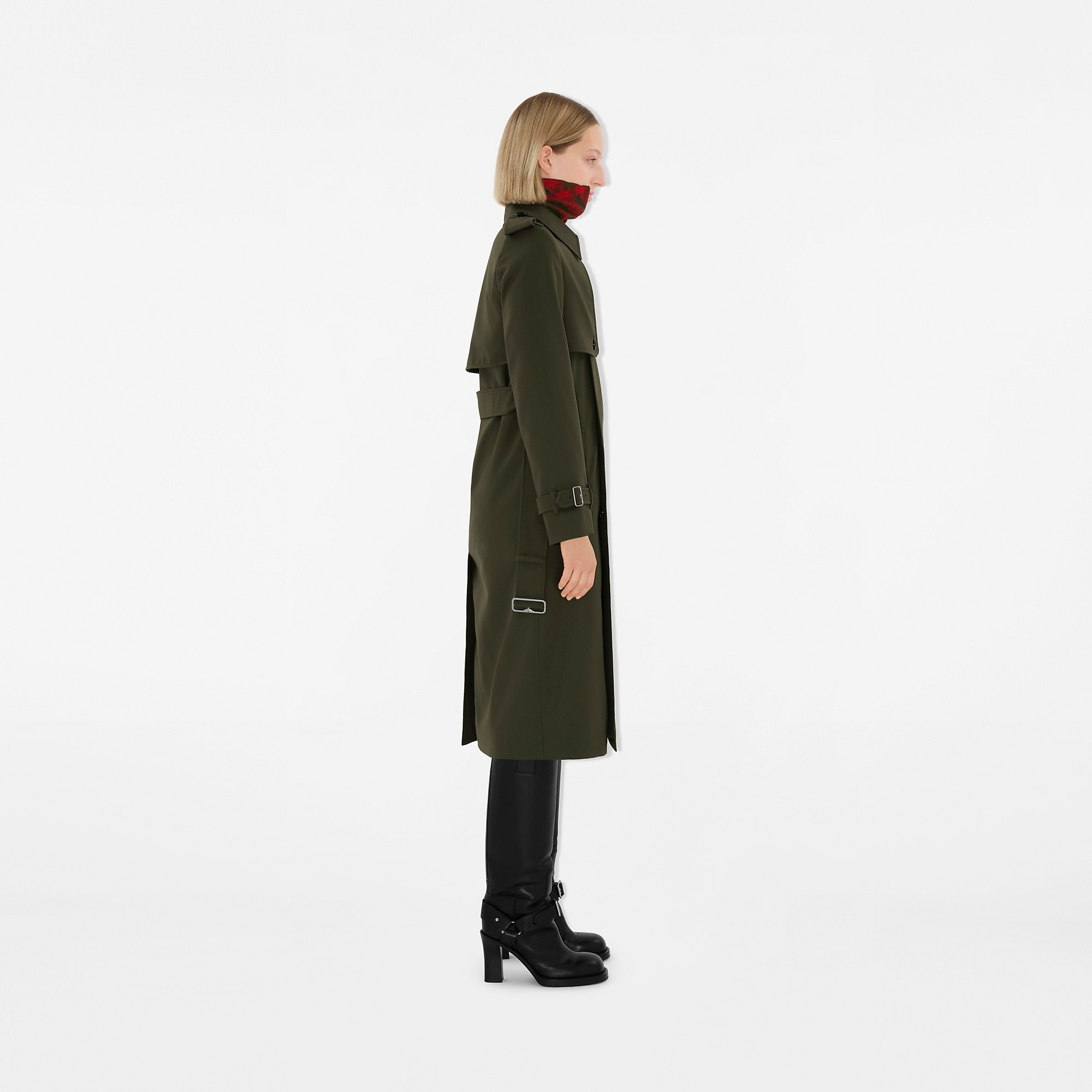 コート Burberry Long Trench Coat In Cotton Blend Long Check Lapel Gabardine Trench Coat in Honey - Women