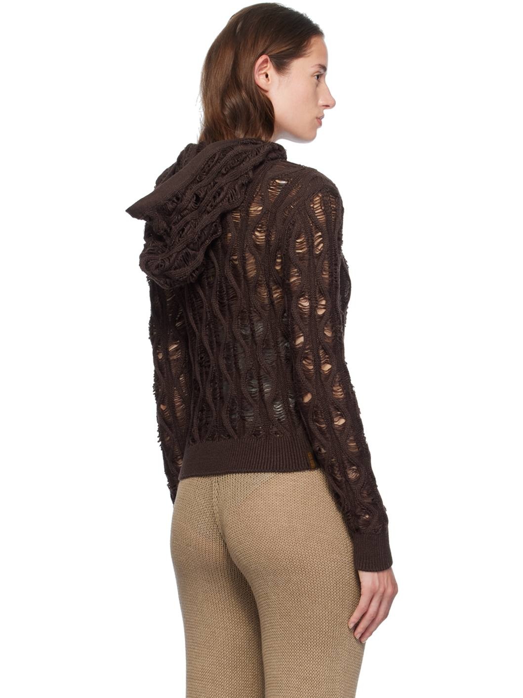 Brown Fudgy Sloping Hoodie - 3