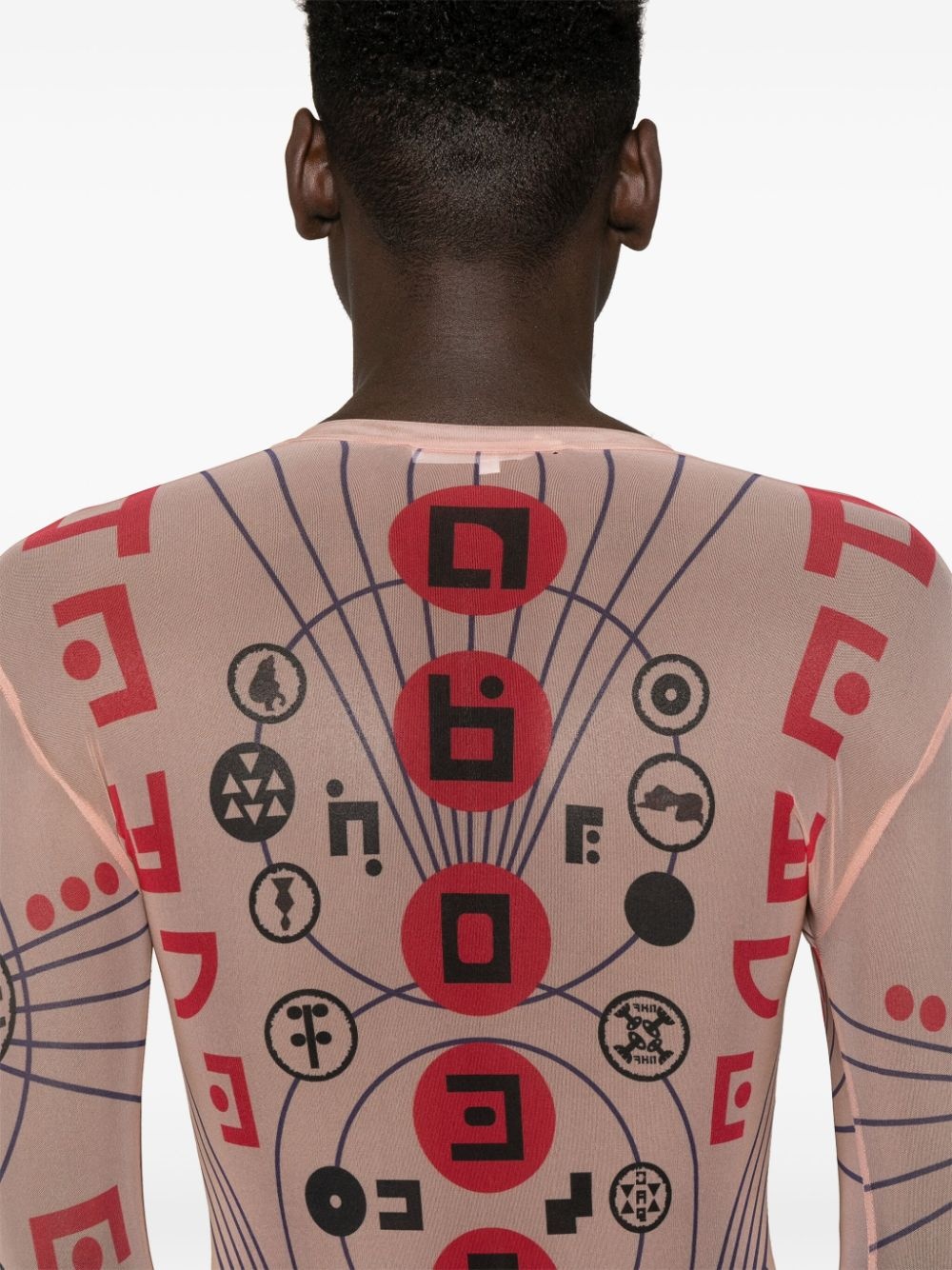 graphic-print mesh top - 5
