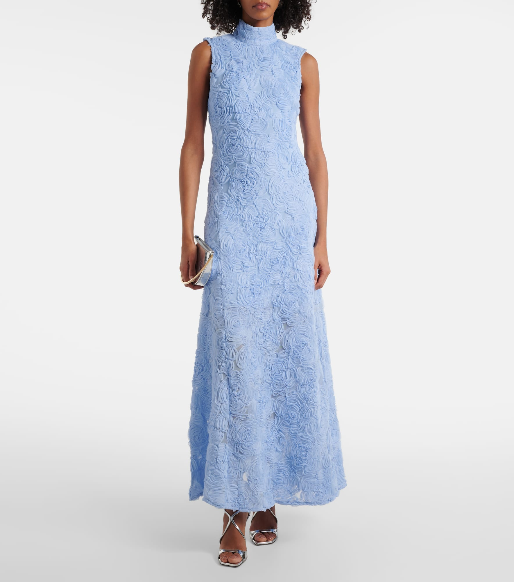 Floral embroidered mesh maxi dress - 2