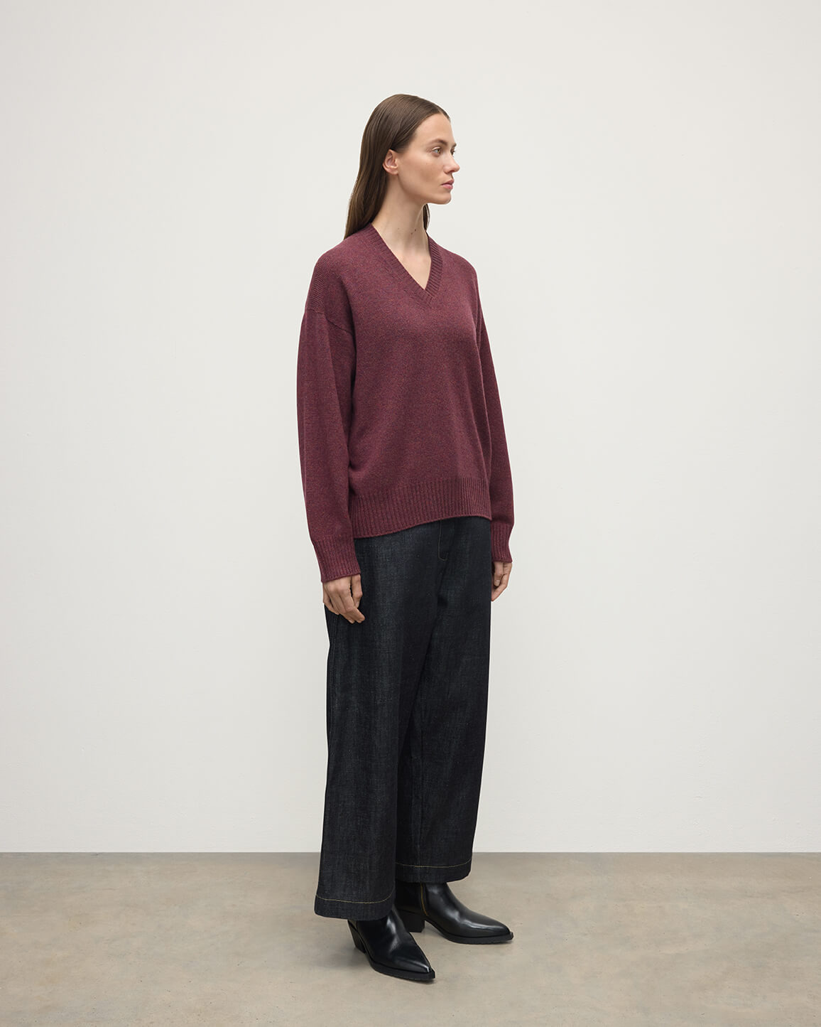 Gauzy Cashmere Purple V Neck Jumper - 3