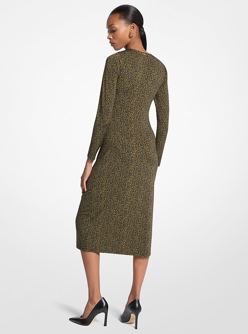 MICHAEL KORS Paisley Print Stretch Matte Jersey Midi Dress outlook