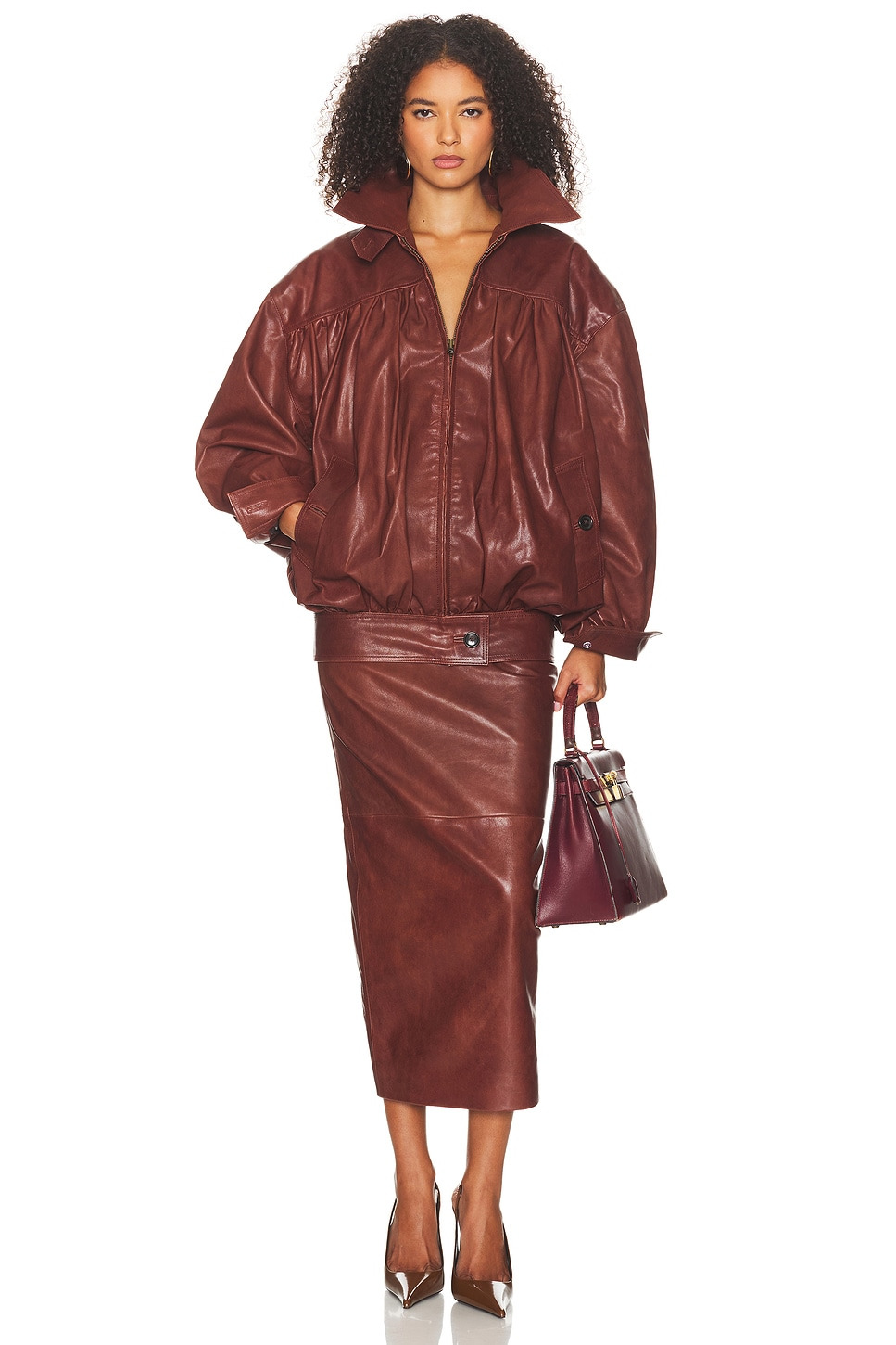 The Shirred Oversized Leather Jacket - 4